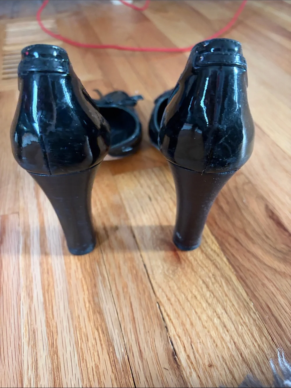 kate spade Black Patent Pointed D'Orsay Heels with Bow - 6